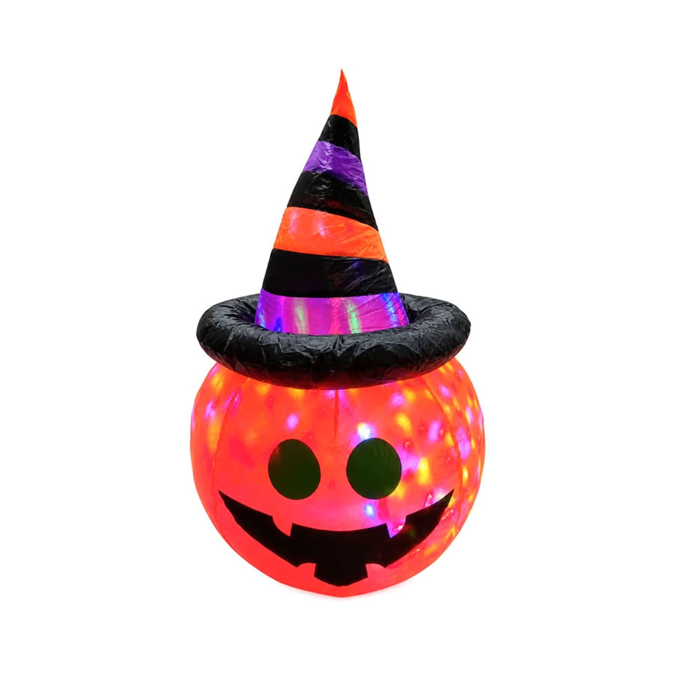 HALLOWEEN - Inflable Calabaza con Sombrero de Bruja y luz LED Halloween
