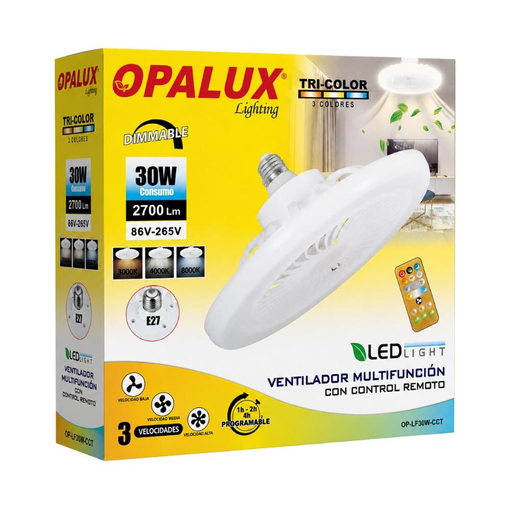 Foco Ventilador de Techo Opalux 30W 2700LM OP-LF30W-CCT