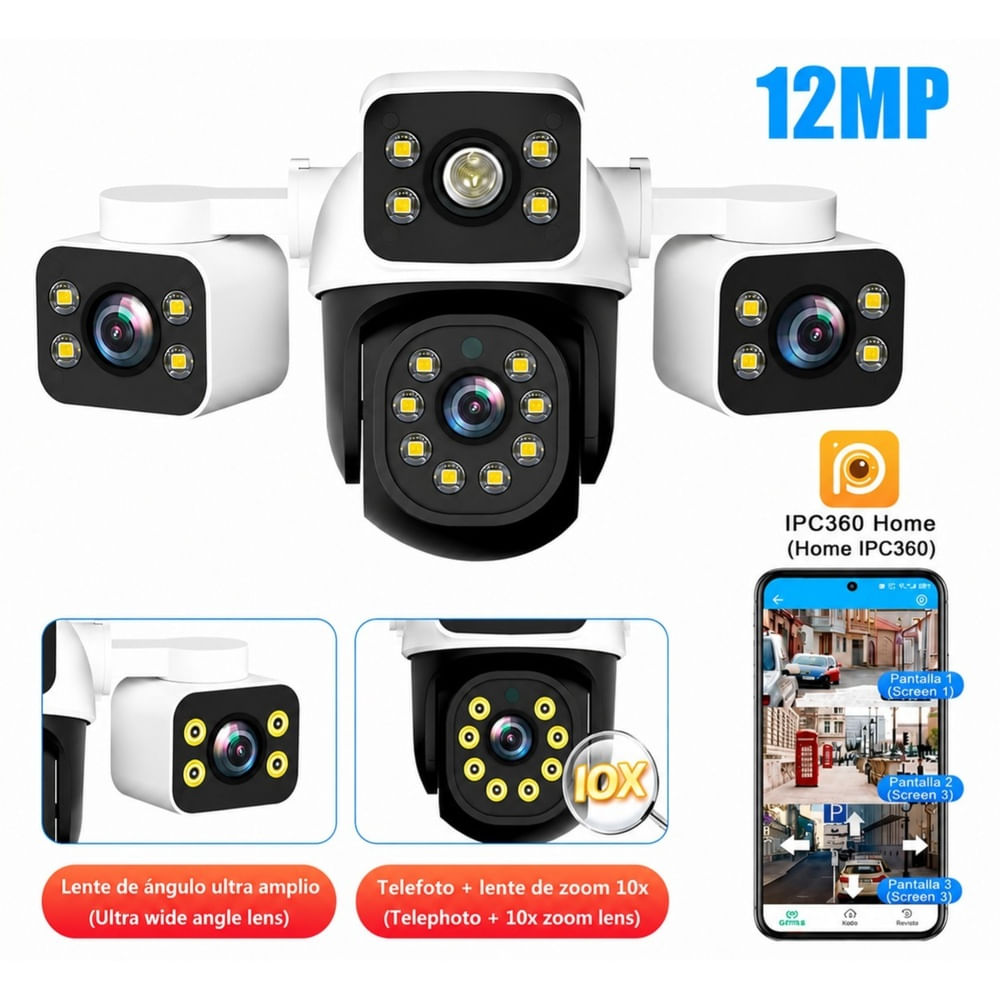 Cámara Mini Pulpo 4K, 4 lentes, 3 pantallas y protección IP66.