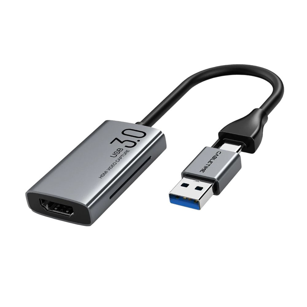 Capturadora de Video HDMI a USB - USB-C 3.0 CABLETIME 4K 30Hz Input 1080p 60Hz Switch OBS CB65G
