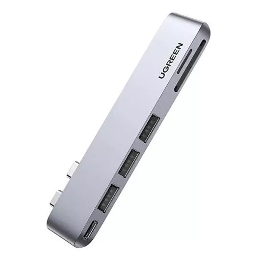Hub 6 en 2 Dual USB-C a 3 USB 3.0 mas Lector Tarjetas SD TF 5Gbps
