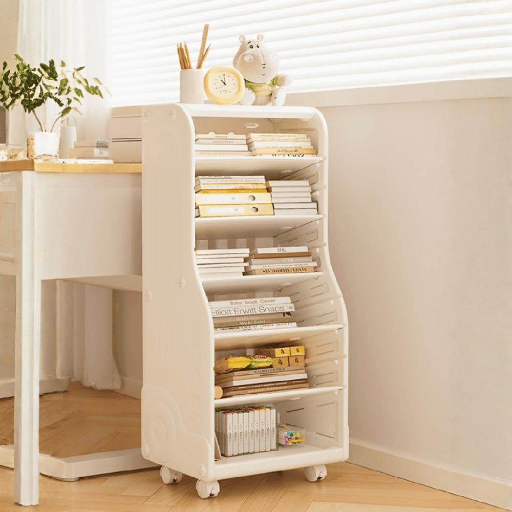 Librero Infantil Amplio Con Ruedas  Organizador de Libros Beige