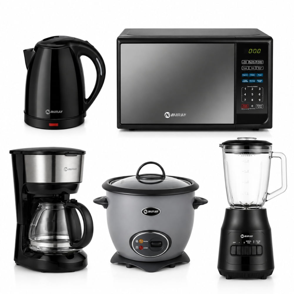 Combo Olla Arrocera Gris 1.5L Más Licuadora 1.5L 600W Más Horno Microondas 20L