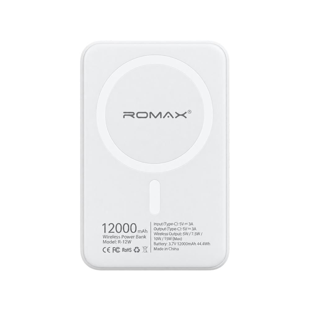 Power Bank Magnético Inalámbrico 12000 mAh con Carga Rápida 22.5W Blanco