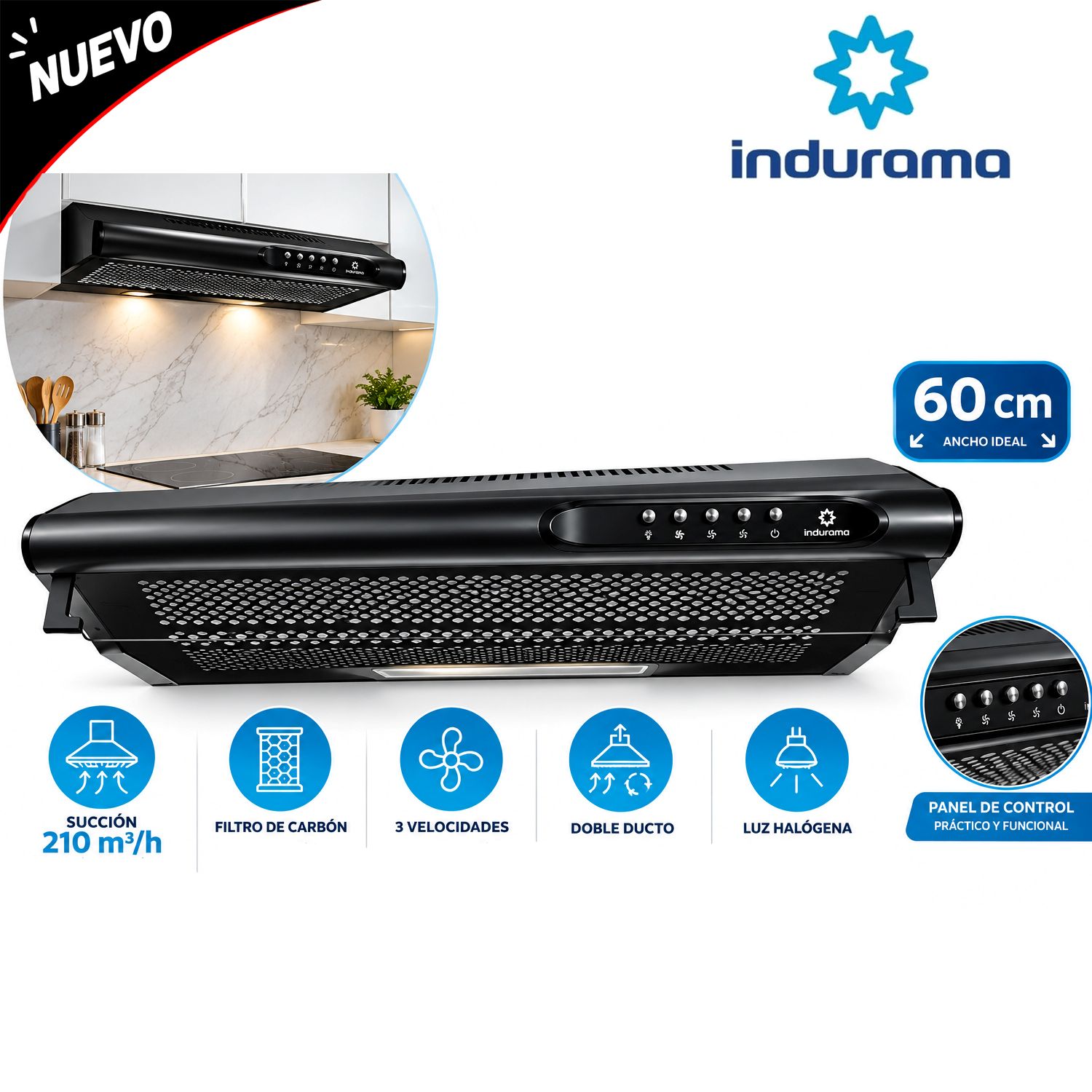 Campana Extractora 3 Velocidades CEI-602NE