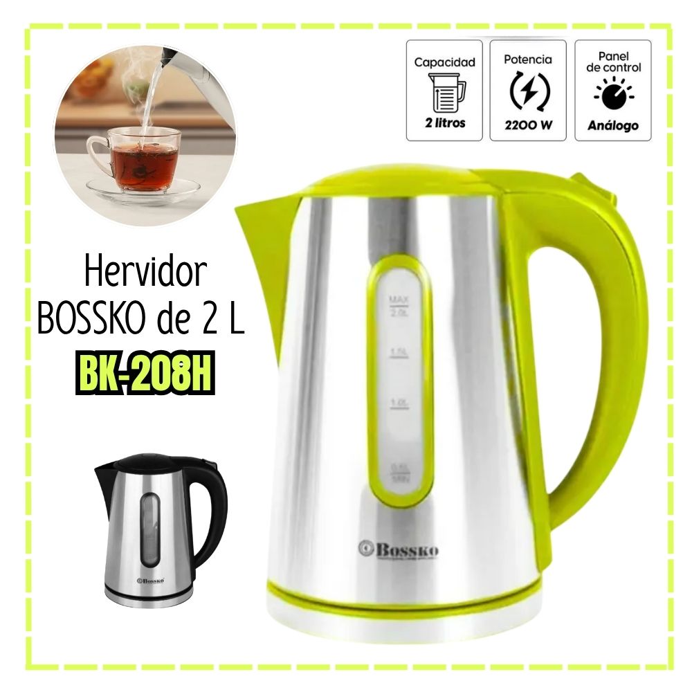 Hervidor Eléctrico Bossko 2 Litros Acero 2200 Watt