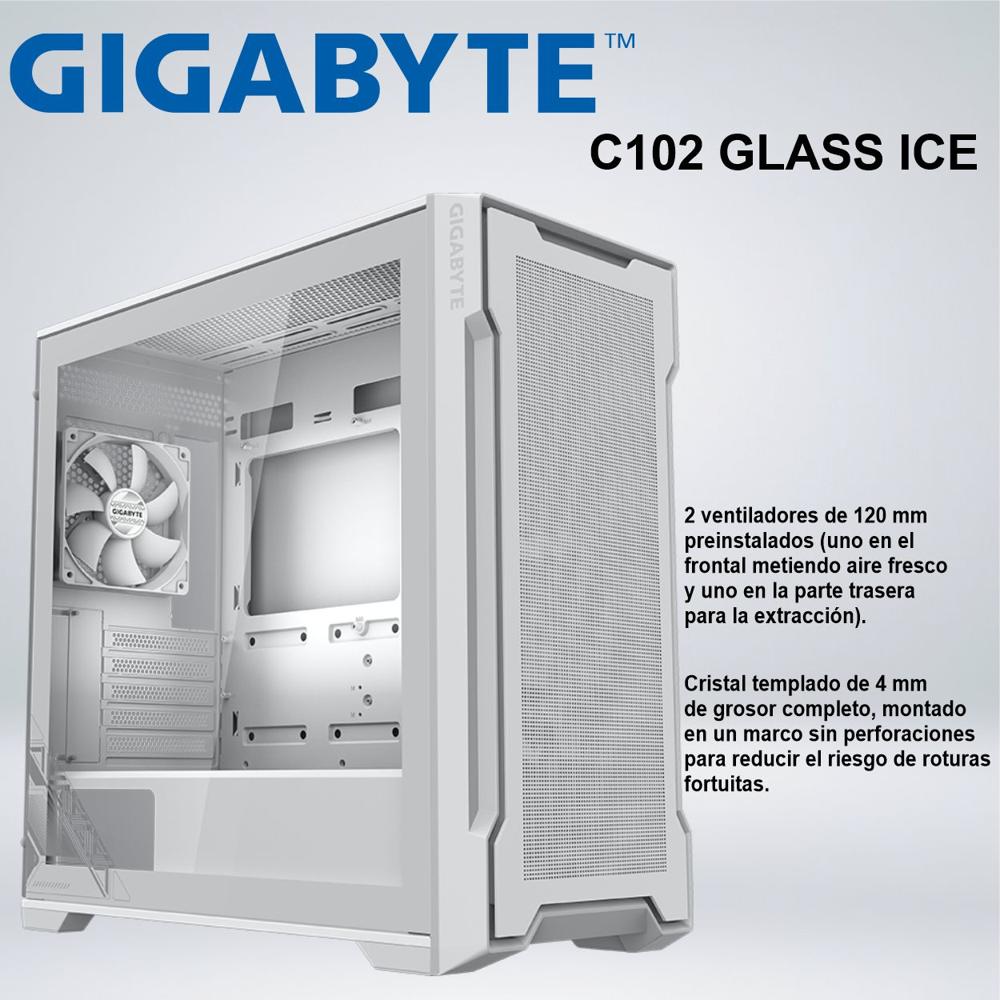 CASE MID TOWER GIGABYTE C102 GLASS ICE ARGB WHITE