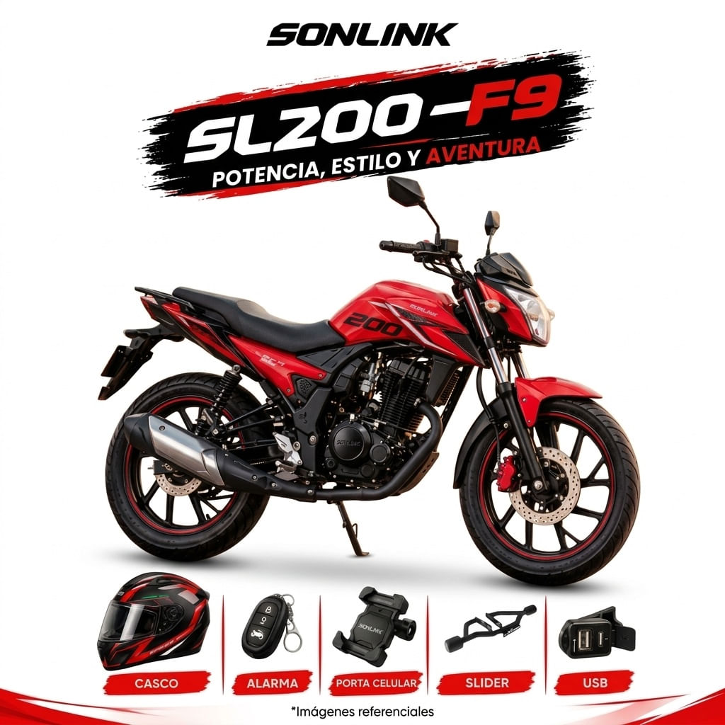 Moto Sonlink SL200-F9 200cc 13.6hp Barras Monoshock
