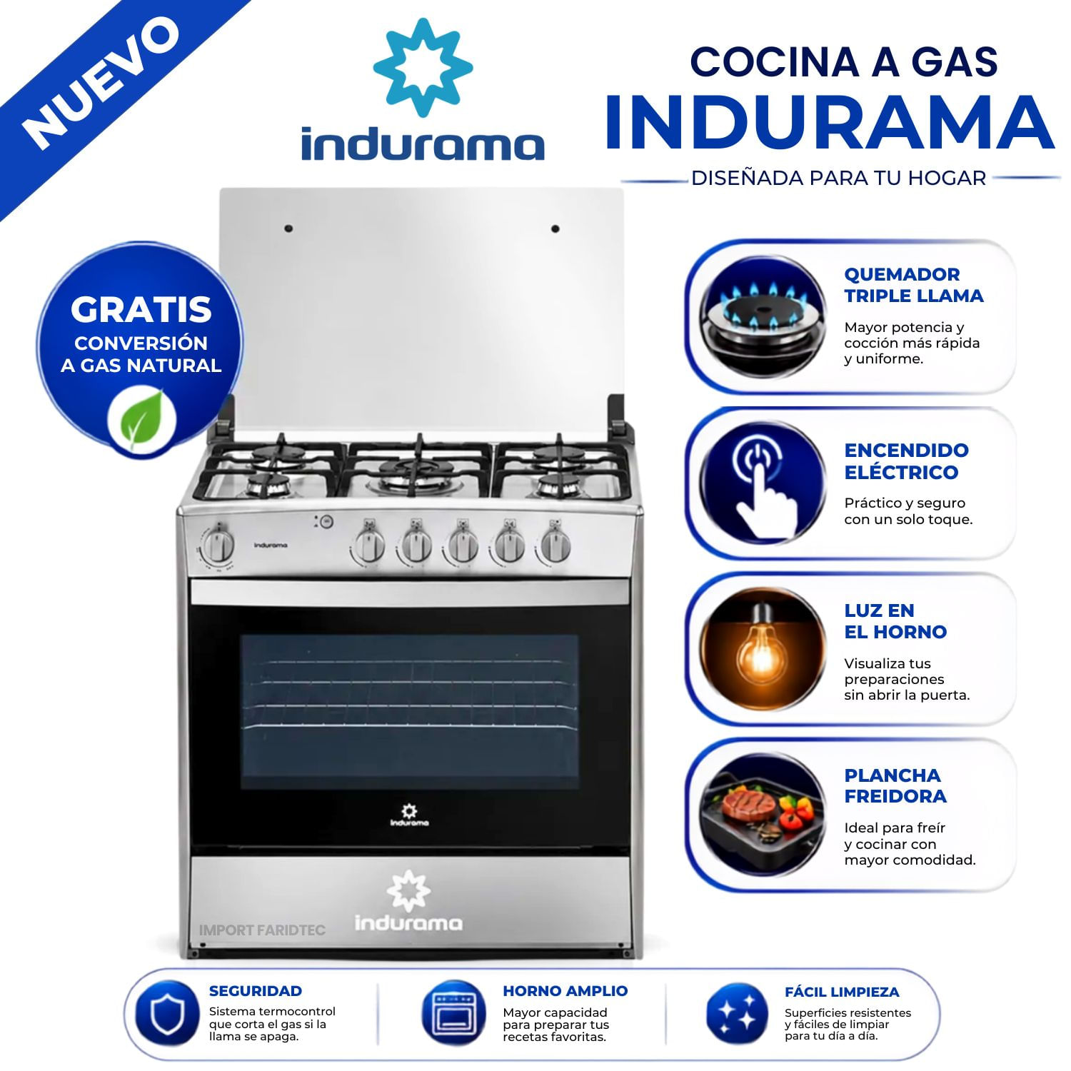 Cocina Indurama Cantabria 5 Hornillas Croma