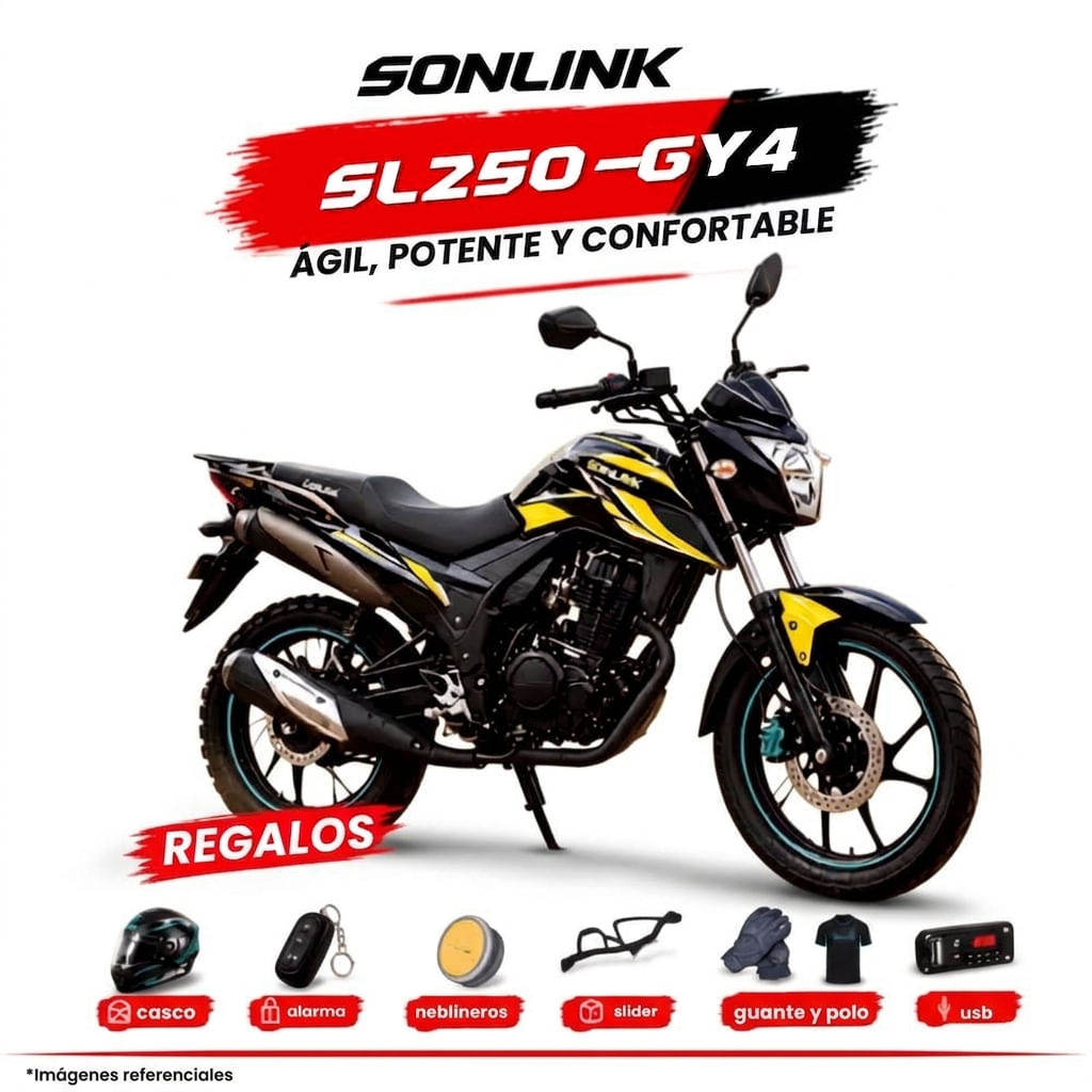 Moto Sonlink SL250-GY4 250cc 17 Hp 6 Velocidades Negro O Roj