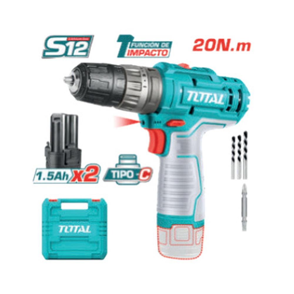 Taladro Percutor 12v S12 20nm 22500bpm 0.8-10mm 2x1.5ah Tipo C S/cargador M/plastico Tidli12202