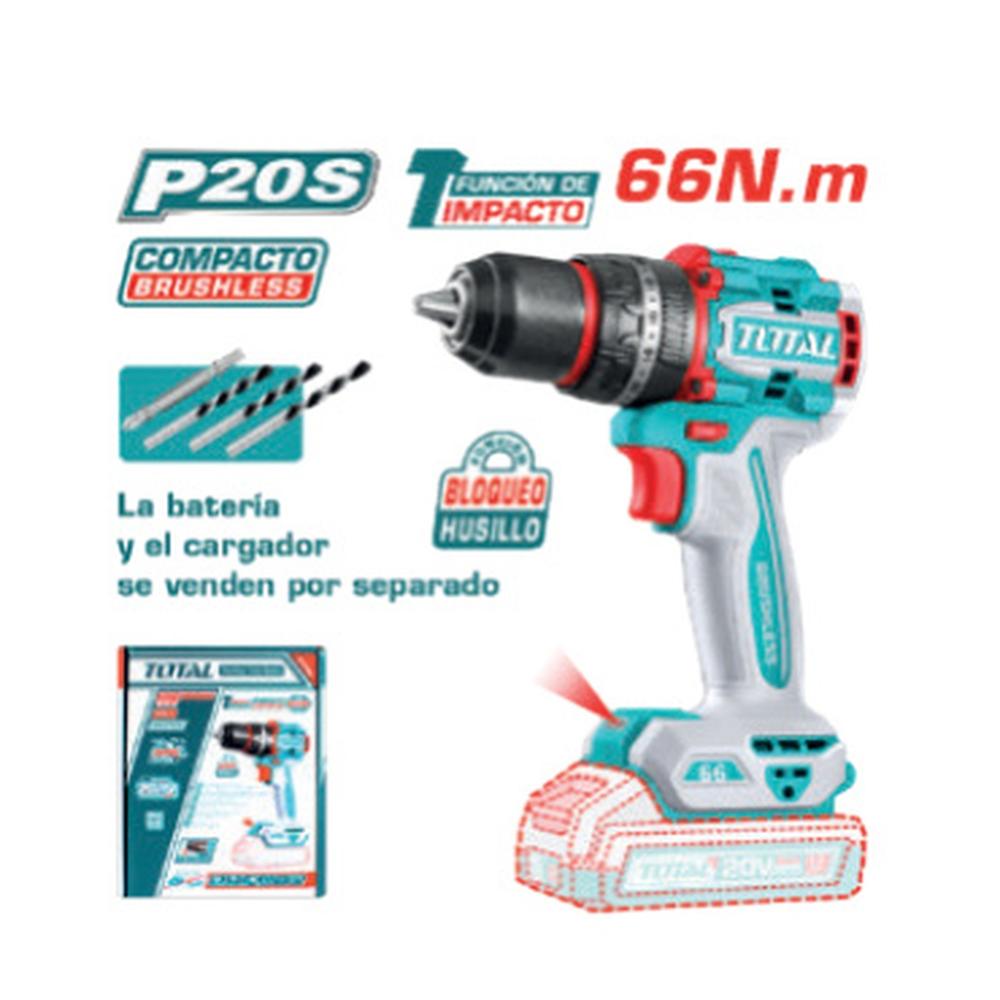 Taladro Percutor Compacto Li-ion 20v 66nm 13mm Brushless Industrial Tidli206681