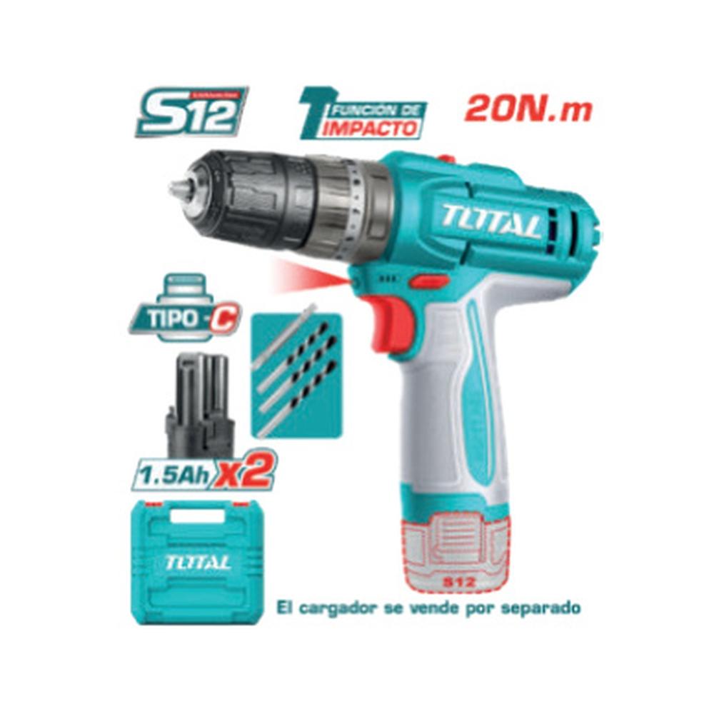 Taladro Percutor 12v S12 20nm 22500bpm 0.8-10mm 2x1.5ah Tipo C S/cargador M/plastico Tidli12206