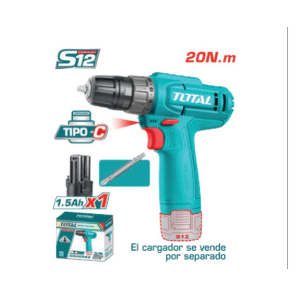 Taladro 12v S12 20nm 0.8-10mm 0-750rpm 1x1.5ah Tipo C +punta Dual Tdli12456