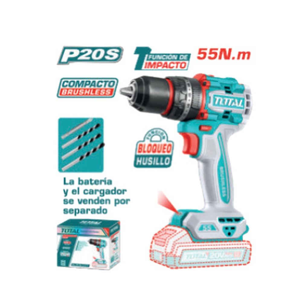 Taladro Percutor Compacto Li-ion 20v 55nm 13mm Brushless Industrial Tidli205581