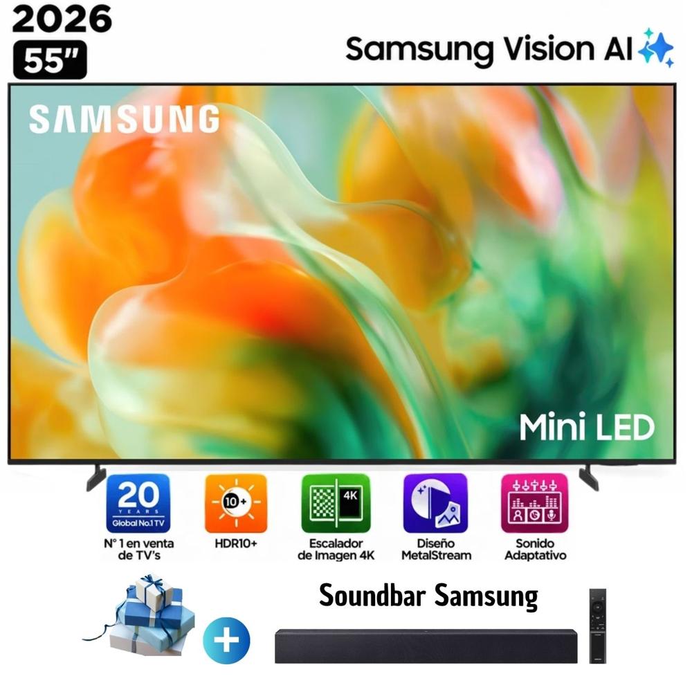 Televisor Samsung Mini LED 55 pulgadas 4K Ultra HD Tizen UN55M80HAGXPE y Soundbar Samsung