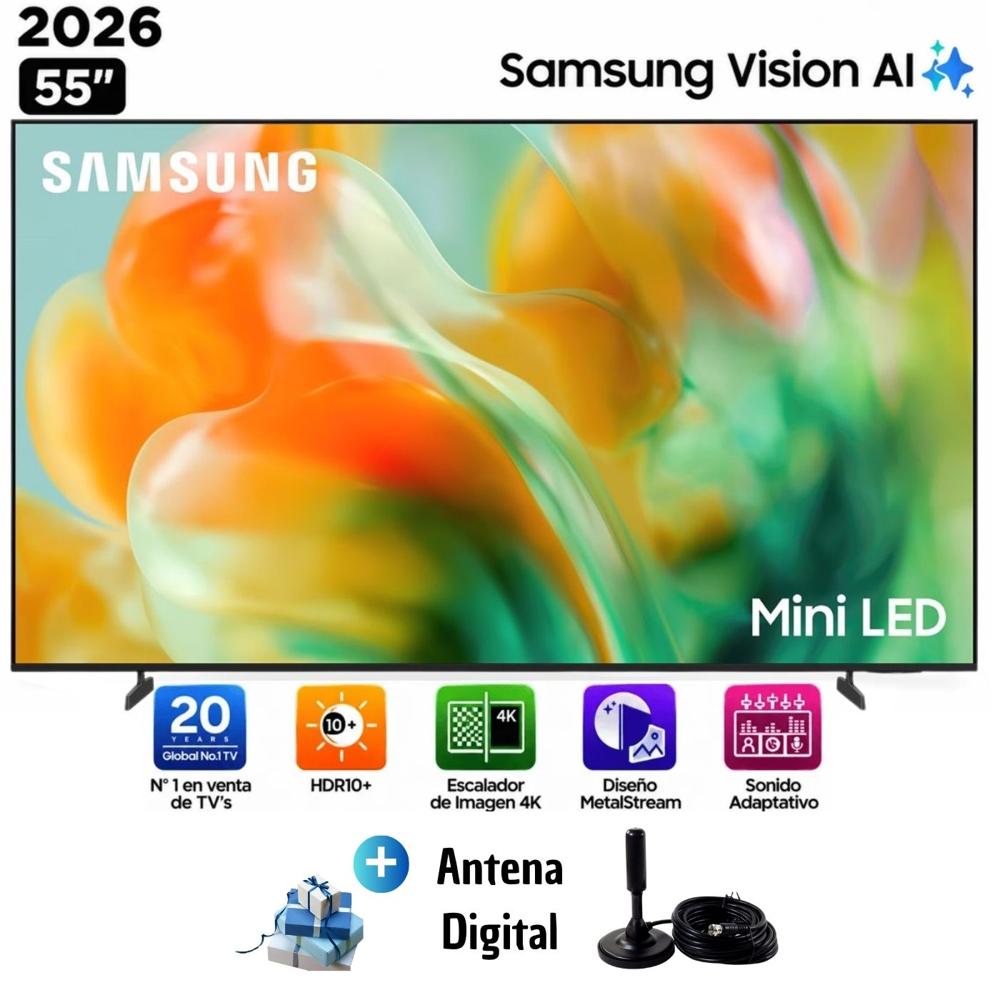 Televisor Samsung Mini LED 55 pulgadas 4K Ultra HD Tizen UN55M80HAGXPE y Antena Digital