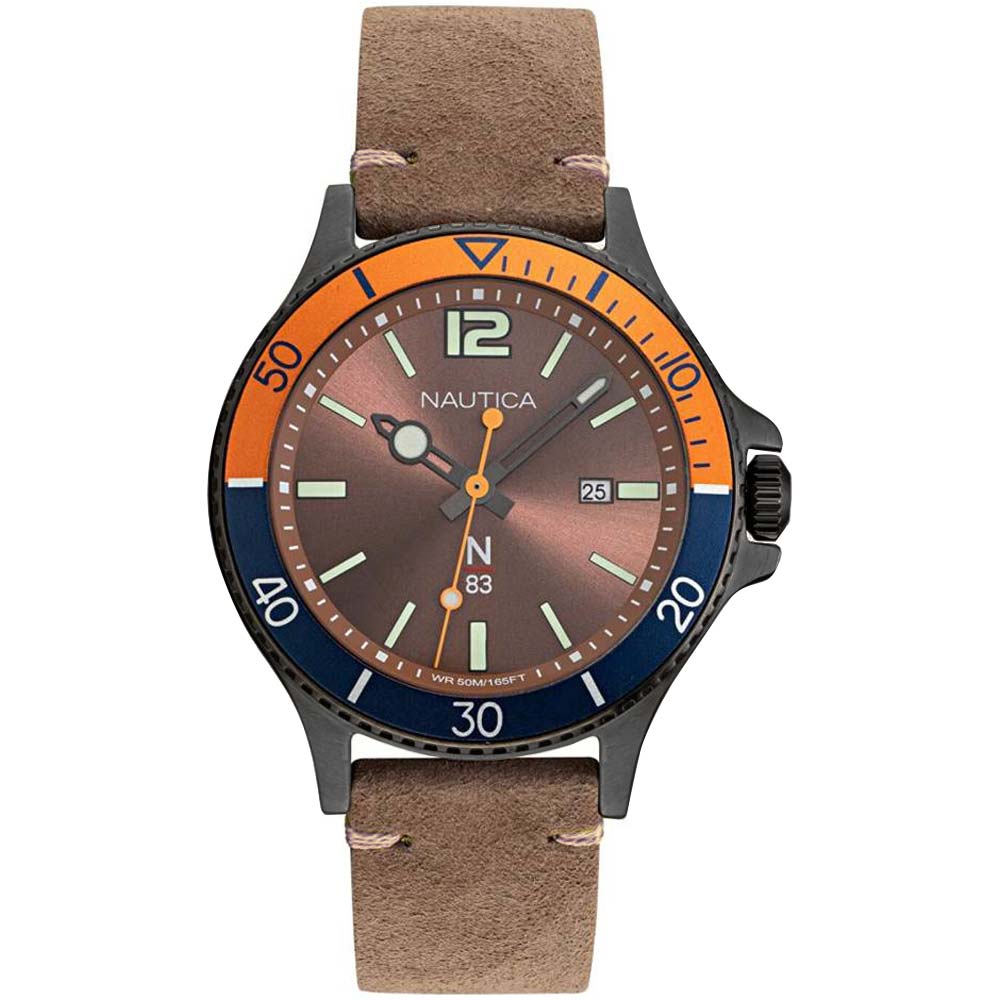 Reloj Nautica N83 Accra Beach NAPABF918 Fecha Correa Cuero Marrón
