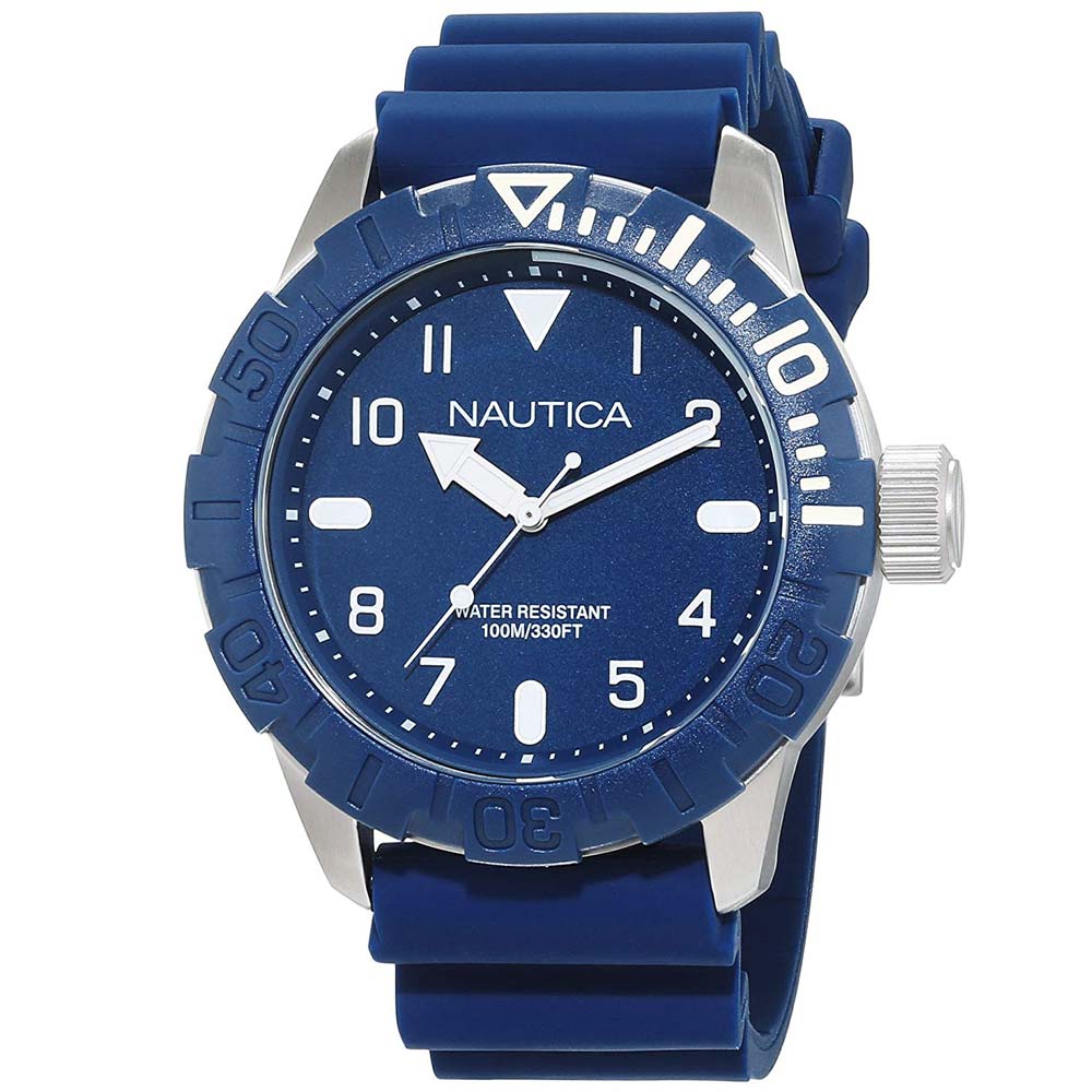 Reloj Nautica NSR 106 NAD09517G Acero Plateado Correa de Silicona Azul