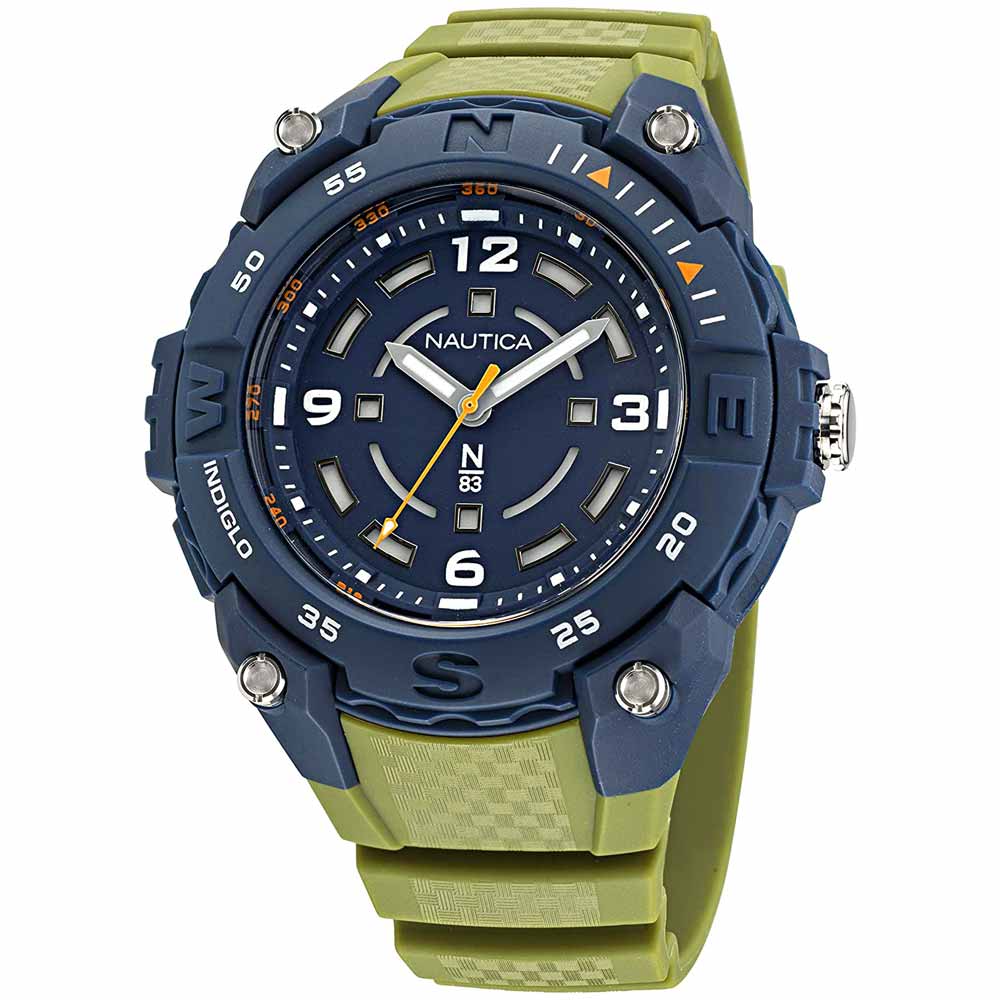 Reloj Nautica N83 Coronado Bay NAPCNF005 Luz Indiglo Resina Verde Azul