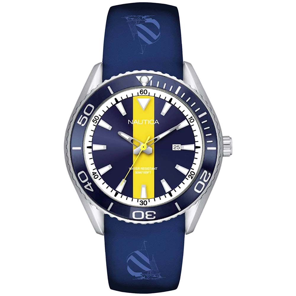 Reloj Nautica Cruise NAPNAI809 Fecha Acero Inox Correa Silicona Azul