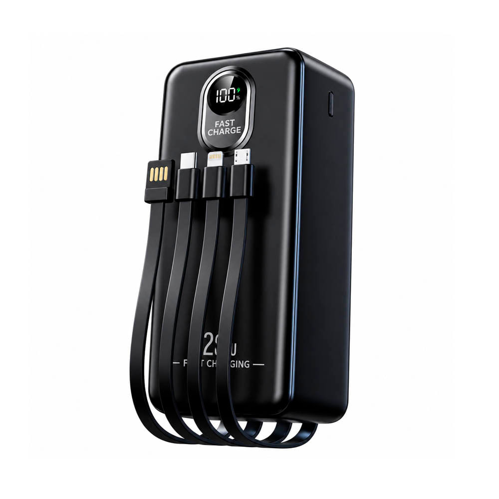 Power Bank Demgel Negro 45 000 mAh DE-2035 Carga Rapida PD25W Negro 4 Cables Integrados
