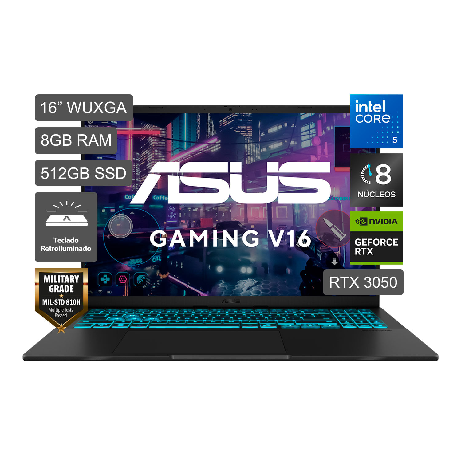 Laptop ASUS Gaming V16 Intel Core 5 8G RAM 512GB SSD RTX 3050 16"" V3607VJ-TK185W