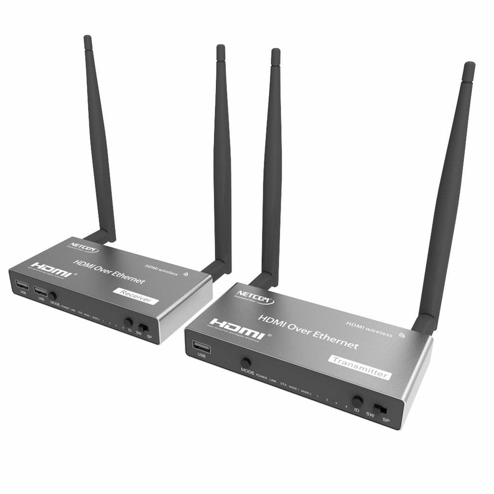 Extensión Extender HDMI INALAMBRICO Hasta 200 Metros NETCOM 60Hz KVM