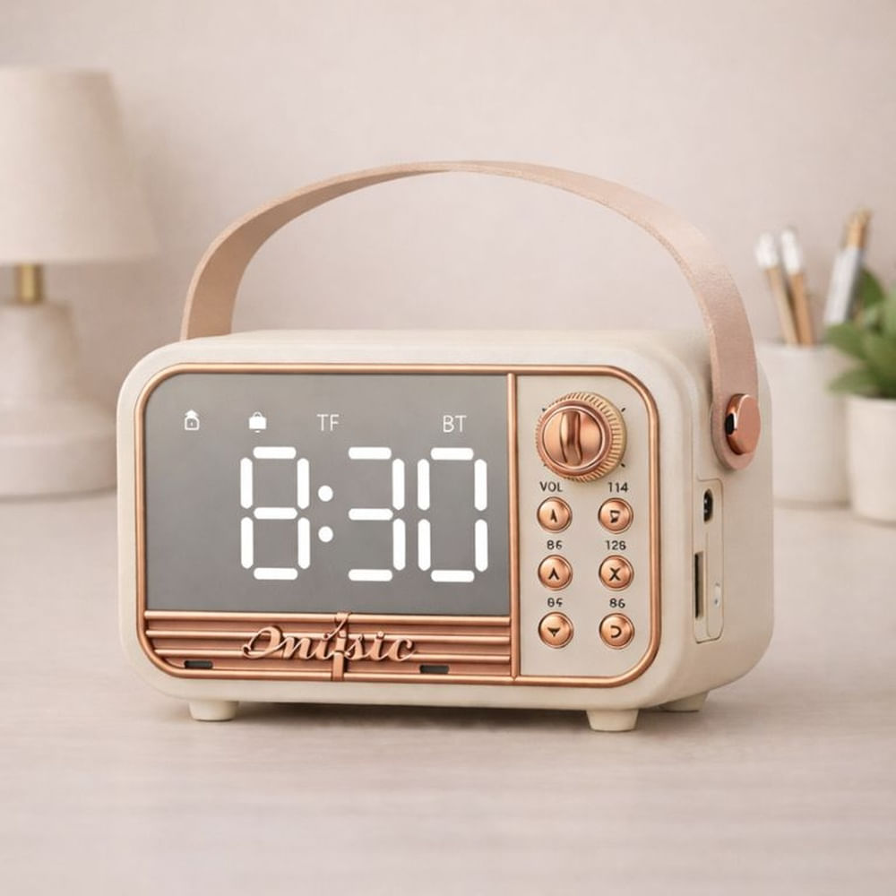 RELOJ DE ESCRITORIO DIGITAL ESTILO RETRO MINI RADIO BLUETOOTH