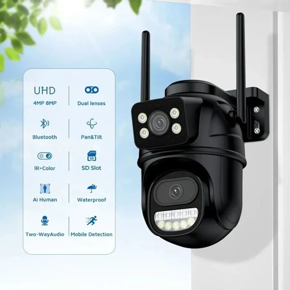 Camara de Seguridad WIFI PTZ Doble Lente 360 Exter