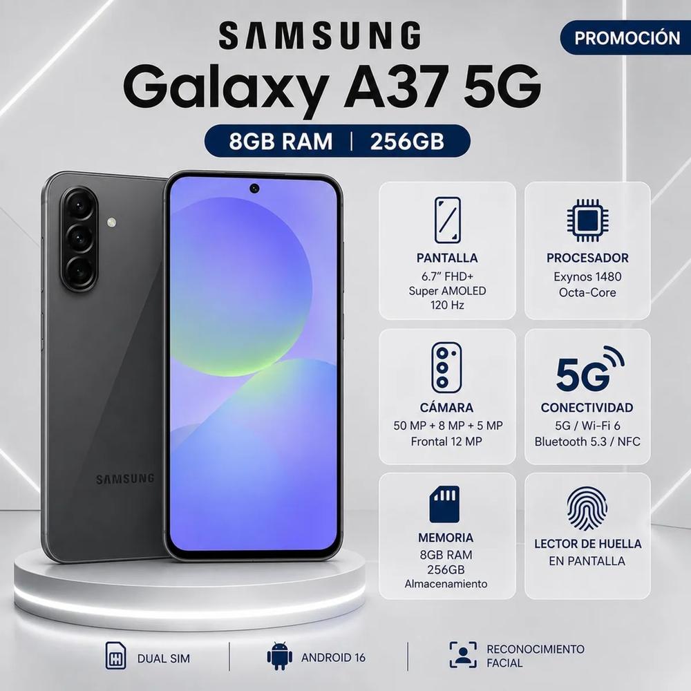 Samsung Galaxy A37 5G 8GB RAM 256GB  NEGRO