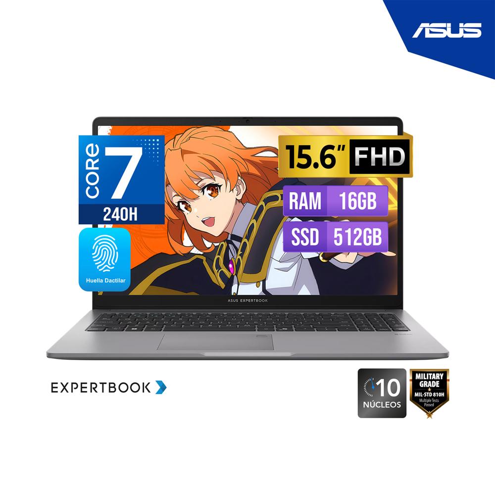 LAPTOP ASUS EXPERTBOOK P1503CVA-S72120 15.6 FHD IPS C7 240H 16GB DDR5 512GB SSD FreeDOS