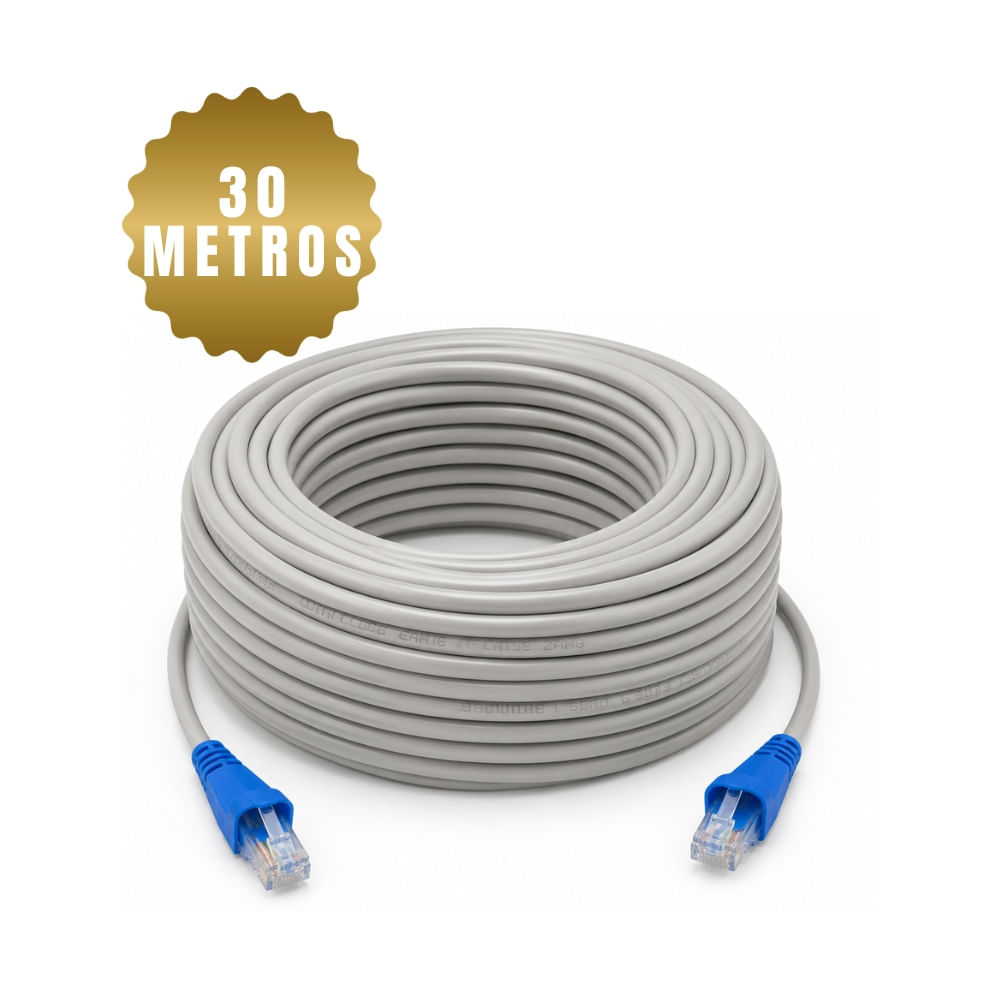 Cable De Red Internet Ethernet Rj45 Cat-5E de 30 Metros Gris