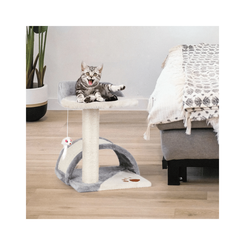Gimnasio Rascador Pequeño de 2 Niveles Para Gatos - 41x34x32 - Gris