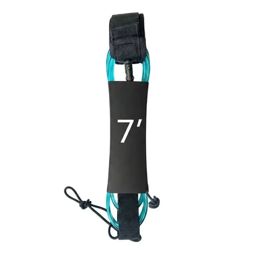 Leash Para Tabla Pita Surf Sharka 7 Pies 7mm Doble Swivel Acero Inoxidable - Azul