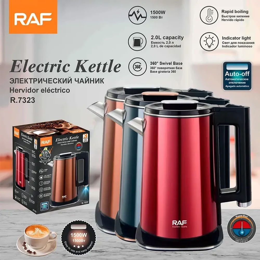 HERVIDOR ELÉCTRICO DE ACERO INOXIDABLE 2 LITROS - 1500W
