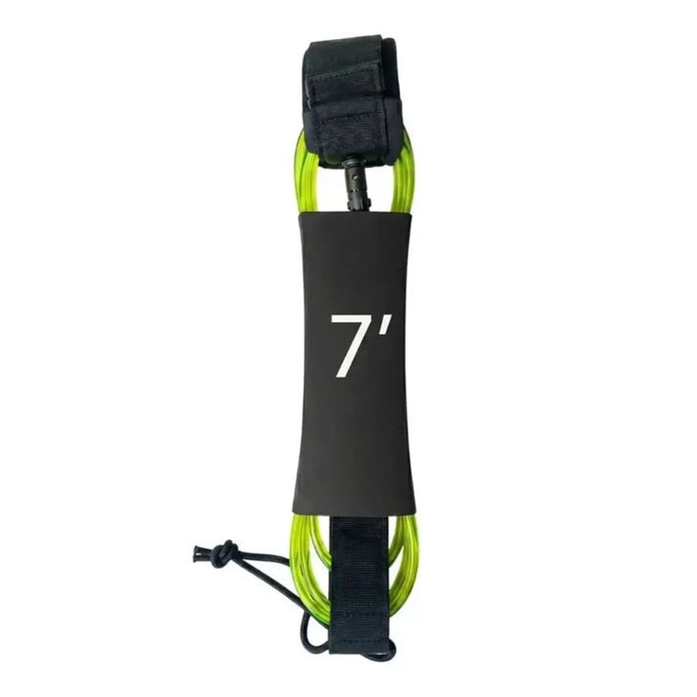 Leash Para Tabla Pita Surf Sharka 7 Pies 7mm Doble Swivel Acero Inoxidable - VerdeLimon