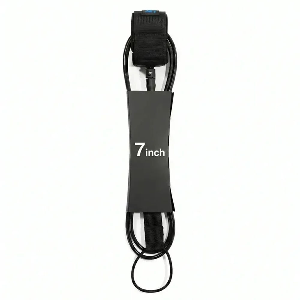Leash Para Tabla Pita Surf Sharka 7 Pies 7mm Doble Swivel Acero Inoxidable - Negro