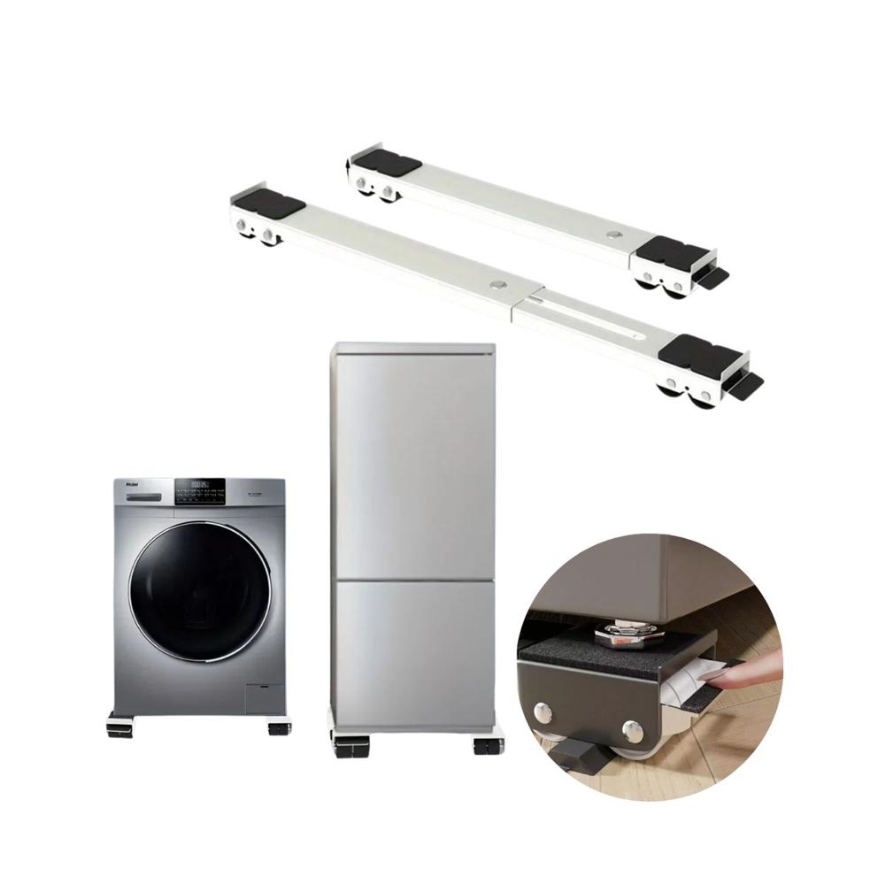 BASE MOVIL SOPORTE DE LAVADORAS REFRIGERADORAS AJUSTABLE COLOR BLANCO.
