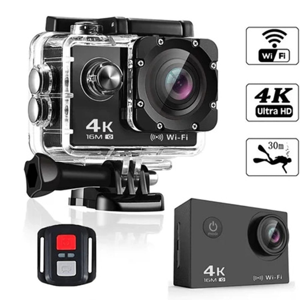 Cámara Deportiva de acción 4k 16 Mp Wifi Acuático Deportes Videos Color NEGRO MOD SQ-Y03
