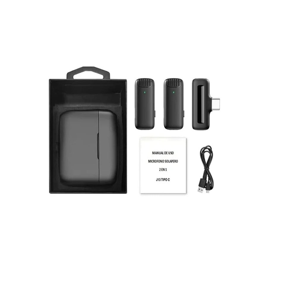 Micrófonos Inalámbricos Solaperos Dual Cargador - J13-tc Negro