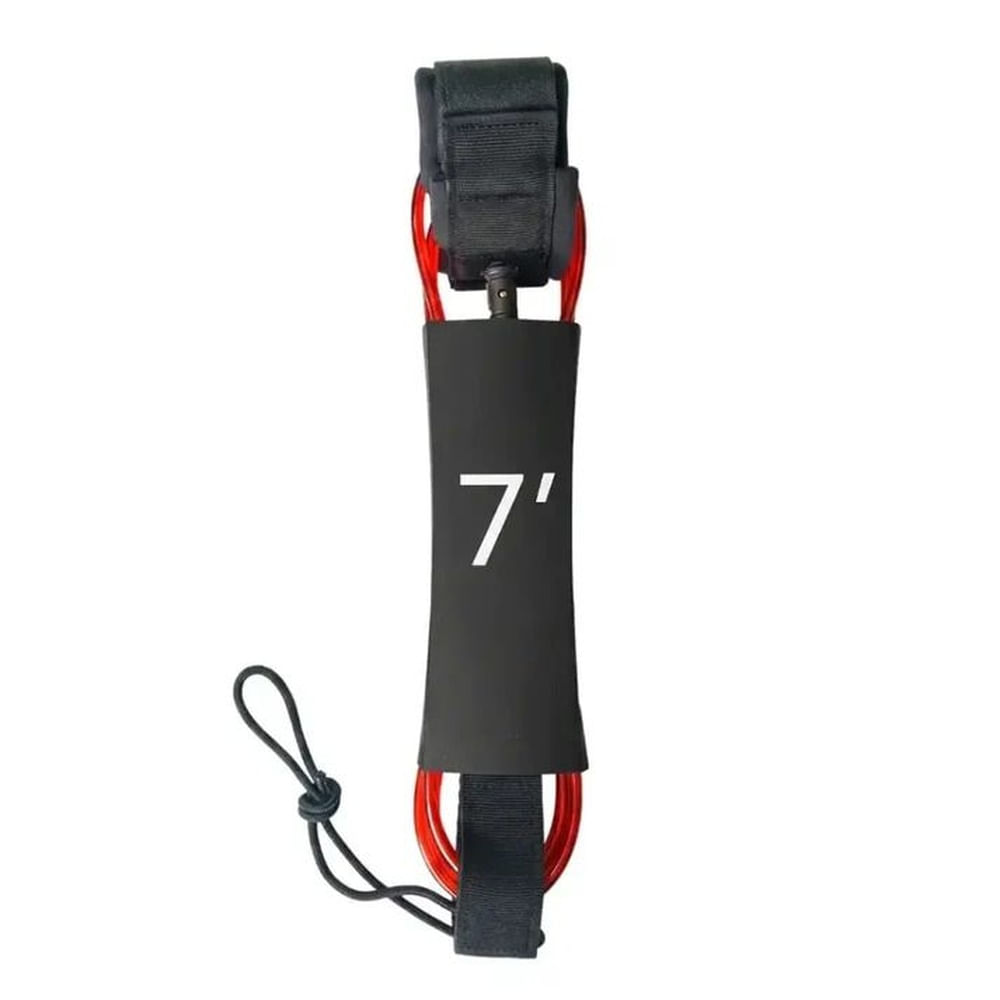 Leash Para Tabla Pita Surf Sharka 7 Pies 7mm Doble Swivel Acero Inoxidable - Rojo