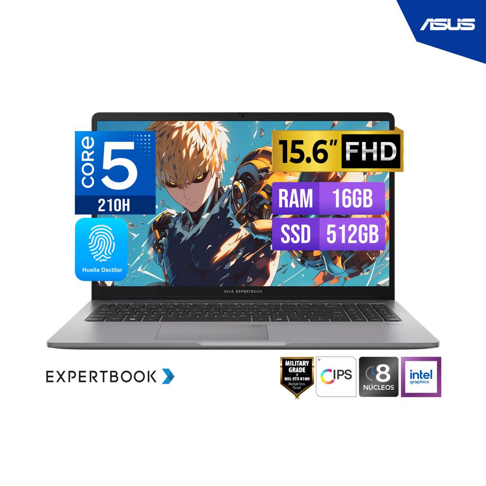 LAPTOP ASUS EXPERTBOOK P1503CVA S72381 15.6 FHD IPS Core 5 210H 16GB DDR5 512GB FreeDOS