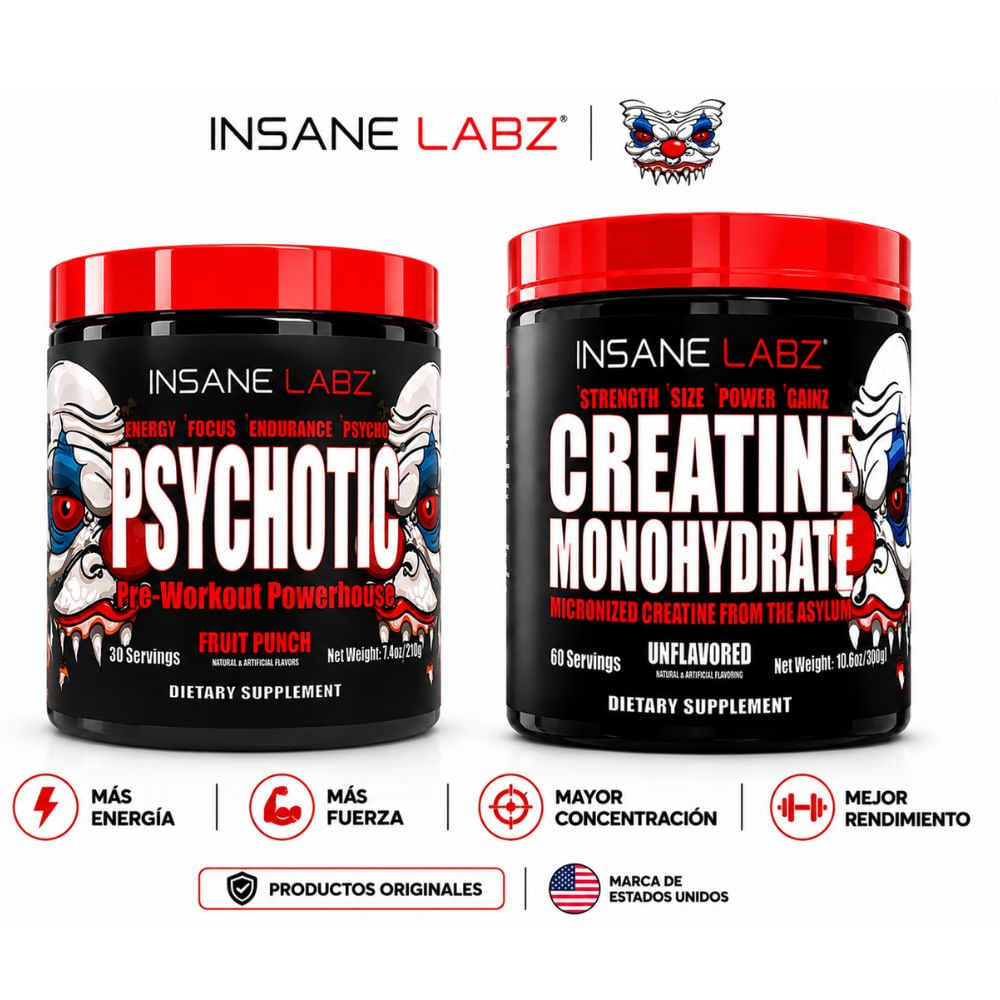 Combo Insane Labz Psychotic Pre Entreno 210G 30 Se