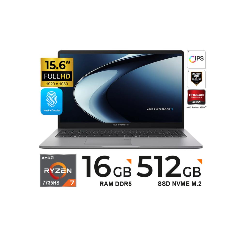 LAPTOP ASUS EXPERTBOOK PM1503CDA-S70014 15.6 LED FHD IPS AMD Ryzen 7 7735HS 16GB DDR5 512GB FreeDOS