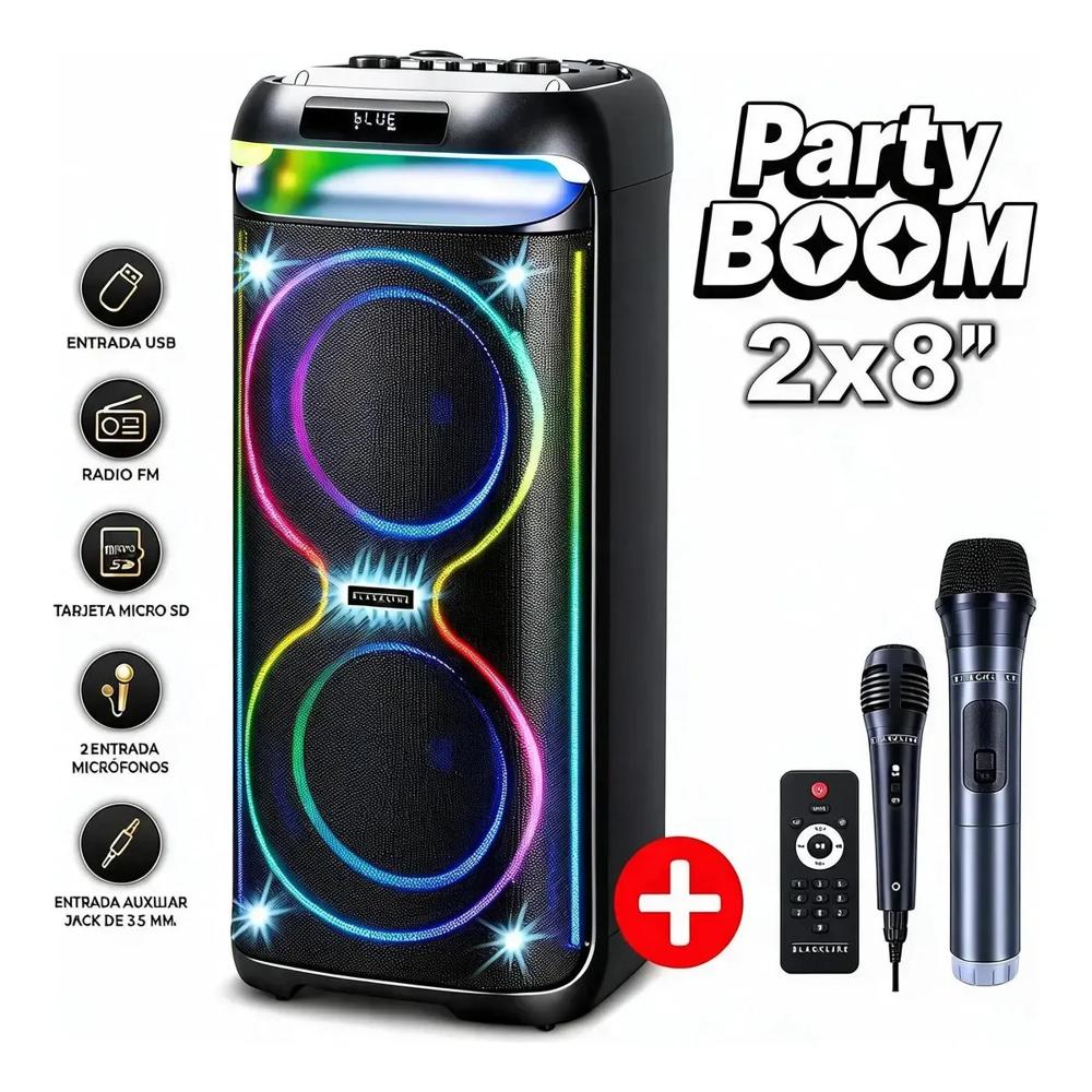 Parlante  2x8 Bt Fm Usb S. Espacial Tws Party Boom
