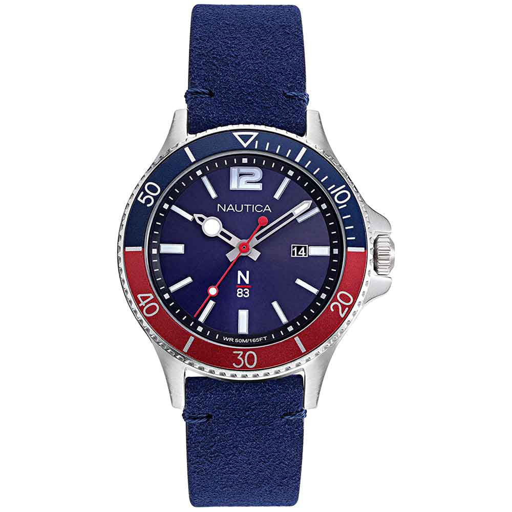 Reloj Nautica N83 Accra Beach NAPABF917 Fecha Correa de Cuero Azul