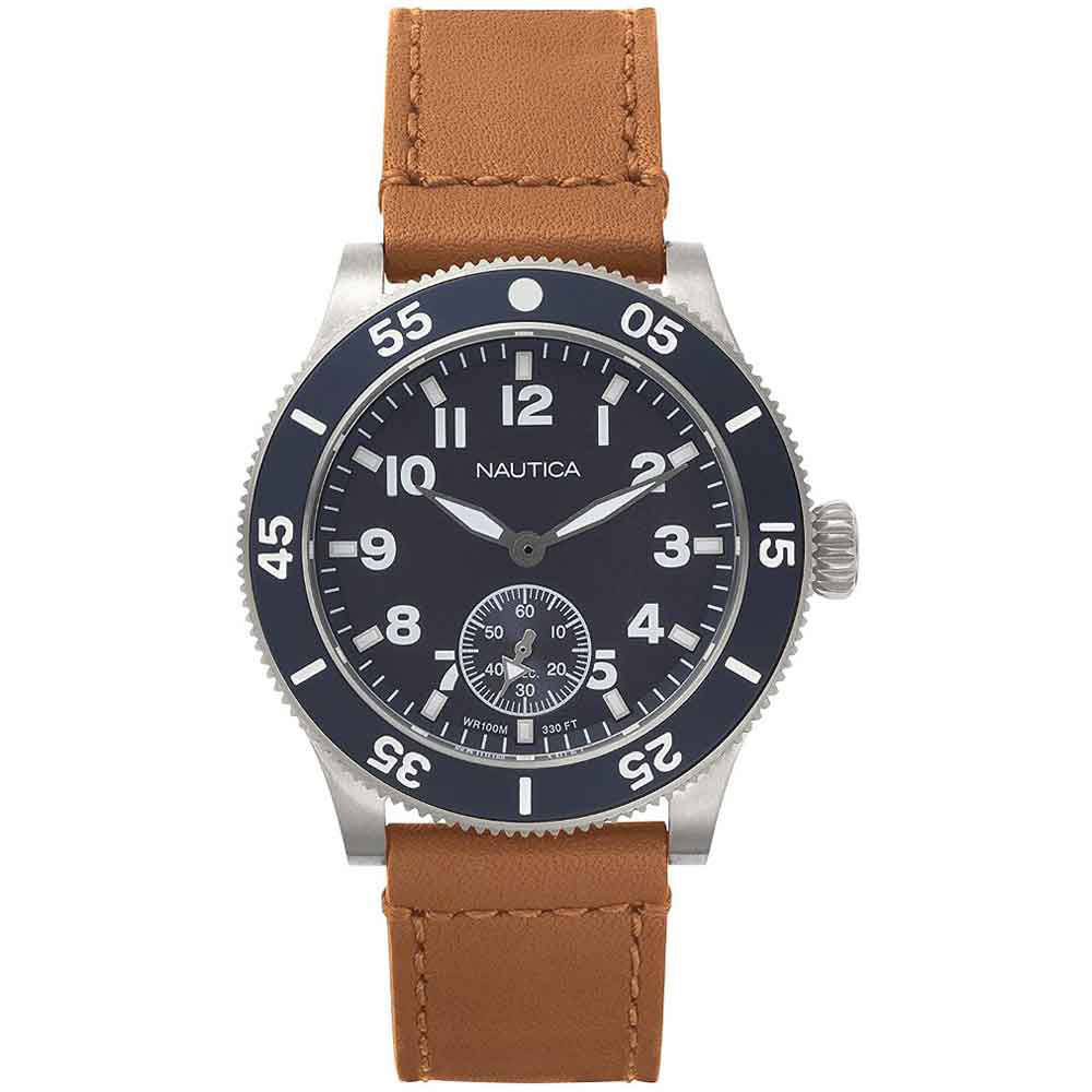 Reloj Nautica Houston NAPHST001 Correa de Cuero Dial Azul