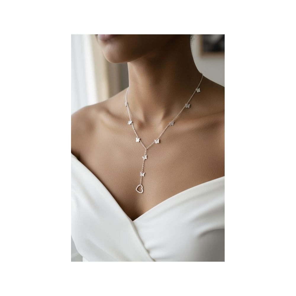 CARLA JOYERÍA - Cadena plata 925 para escote Butterfly Love - Regalo Mujer