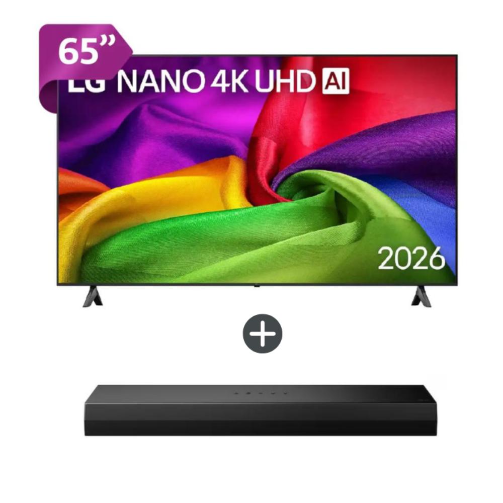 Televisor LG 65 NANO 4K UHD AI Smart TV 2026 - 65NU800BPSB Con Soundbar LG 50w S20A